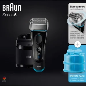 Braun 5190cc + CCR2 Series 5 W&D Rasierer Schwarz/blau 12